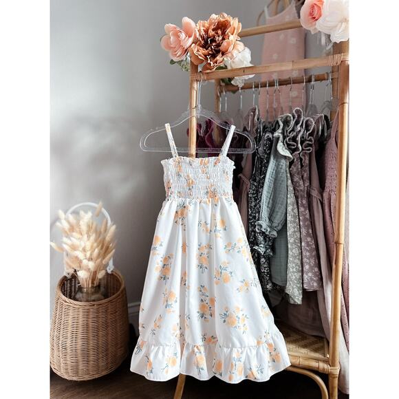New Floaty Golden Rose Garden Blooming Floral Maxi Dress 3/4 - Picture 1 of 3